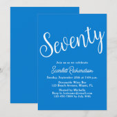 Invitation Soixante-dix Script bleu 70e fête d'anniversaire (Devant / Derrière)