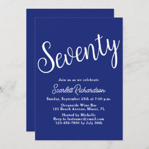 Invitation Soixante-dix Script Navy Blue 70th Birthday Party
