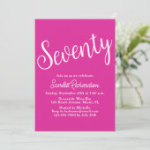 Invitation Soixante-dix Script rose 70e fête d'anniversaire (Debout devant)