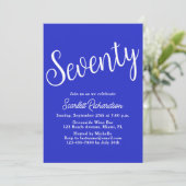 Invitation Soixante-dix Script Royal Blue 70e fête d'annivers (Debout devant)