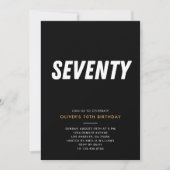 Invitation Soixante-Dix | Simple Black & Gold 70th Birthday P (Devant)