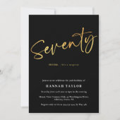 Invitation Soixante-dix Simple Elegant Black Gold 70e anniver (Devant)