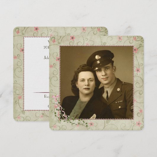 Invitation Soixante-dixième anniversaire avec photo (Devant / Derrière)