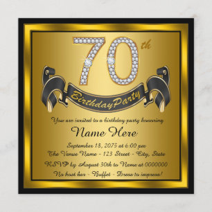 Invitation Soixante-dixième anniversaire de Black and Gold