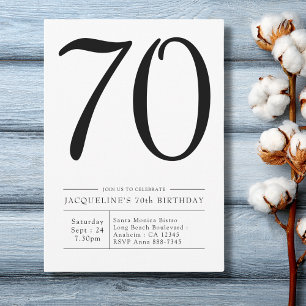 Invitation Soixante-dixième anniversaire élégant et simple fê