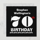 Invitation soixante-dixième Blanc noir nommé fait sur (Devant / Derrière)