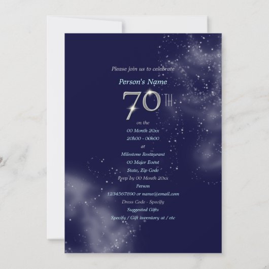 Invitation soixante-dixième commandant PERSONNALISER de (Dos)