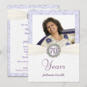 Invitation soixante-dixième Damassé de lavande d'invitations (Devant / Derrière)