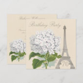 Invitation soixante-dixième Fleur blanche vintage d'hortensia (Devant / Derrière)