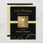 Invitation soixante-dixième Or noir formel d'invitations de (Devant / Derrière)