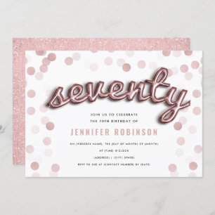 Invitation soixante-dixième Parties scintillantes roses de