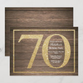 Invitation Soixante-dixième parties scintillantes rustiques (Devant / Derrière)