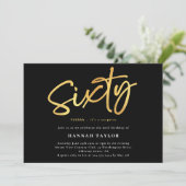 Invitation Soixante Elegant Simple Black Gold 60e Anniversair (Debout devant)