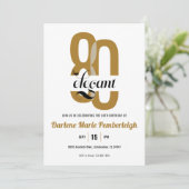 Invitation Soixante et élégant Gold Black 80th Birthday Party (Debout devant)