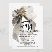 Invitation Soixante et fabuleux Bow fête d'anniversaire pour  (Devant / Derrière)