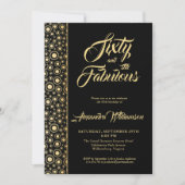 Invitation Soixante et fabuleux Elegant Black Gold 60e annive (Devant)