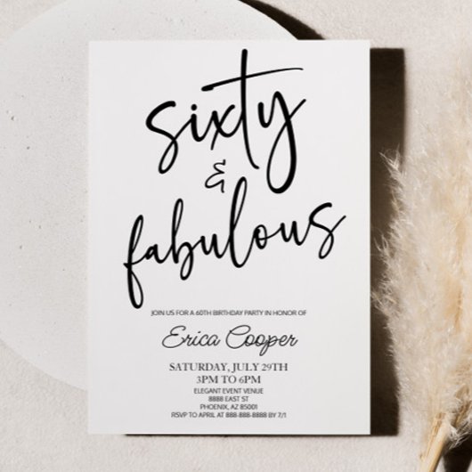 Invitation Soixante et fabuleux Minimal 60e fête d'anniversai