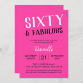 Invitation Soixante et fabuleux rose 60e anniversaire (Devant / Derrière)