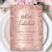 Invitation Soixante et fabuleux Rose Parties scintillant d'or