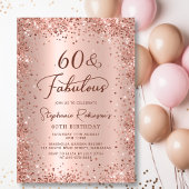 Invitation Soixante et fabuleux Rose Parties scintillant d'or