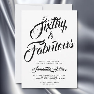 Invitation Soixante et Fabuleux Script Fête d'anniversaire 60