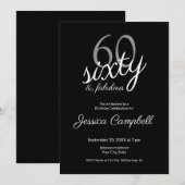 Invitation Soixante et Fabuleux Script Noir 60e Anniversaire (Devant / Derrière)