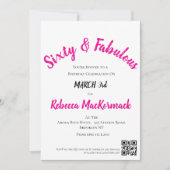 Invitation Soixante et Fabuleux Script Rose 60e Anniversaire (Devant)