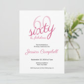 Invitation Soixante et Fabuleux Script Rose 60e Anniversaire (Debout devant)