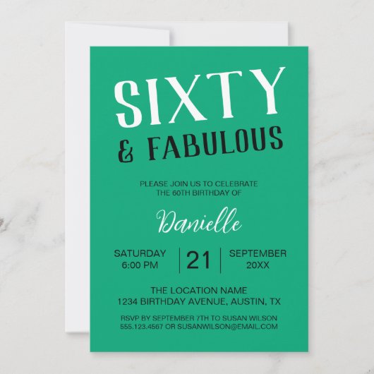 Invitation Soixante et fabuleux vert 60e anniversaire (Devant)