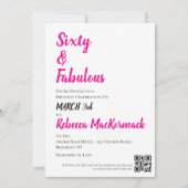 Invitation Soixante et Fantastique Script Rose 60e Anniversai (Devant)