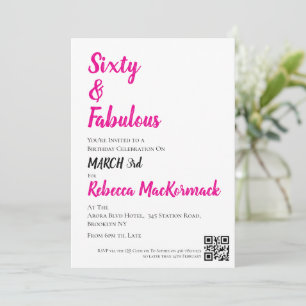 Invitation Soixante et Fantastique Script Rose 60e Anniversai