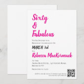 Invitation Soixante et Fantastique Script Rose 60e Anniversai (Devant / Derrière)