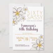 Invitation Soixante et sassy Blanc Or Moderne Jasmine Floral (Devant)