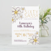 Invitation Soixante et sassy Blanc Or Moderne Jasmine Floral (Debout devant)