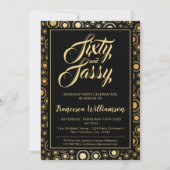 Invitation Soixante Et Sassy Elegant Or Noir 60e Anniversaire (Devant)
