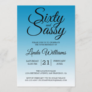 Invitation Soixante et Sassy Malibu Blue 60e Anniversaire
