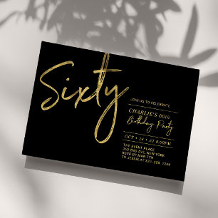 Invitation Soixante Fête d'anniversaire 60 ans moderne noir