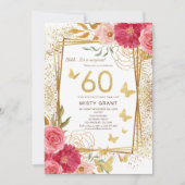 Invitation Soixante jalons | Or moderne et rose 60e anniversa (Devant)