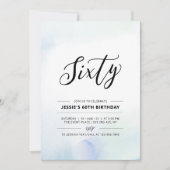 Invitation Soixante minimum 60e anniversaire de fête bleu aqu (Devant)