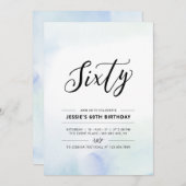 Invitation Soixante minimum 60e anniversaire de fête bleu aqu (Devant / Derrière)