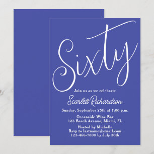Invitation Soixante moderne Lavande de script pourpre 60e ann