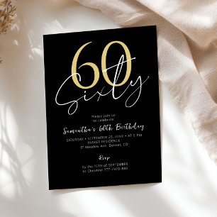 Invitation Soixante moderne or noir 60e anniversaire