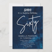 Invitation Soixante | Navy Blue 60th Birthday Surprise Party (Devant)