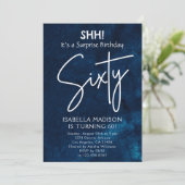 Invitation Soixante | Navy Blue 60th Birthday Surprise Party (Debout devant)