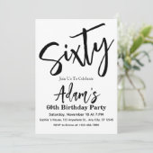 Invitation Soixante Noir & Blanc Moderne 60e fête d'anniversa (Debout devant)