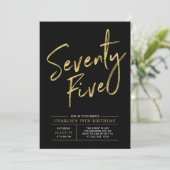 Invitation Soixante-Quinze | Gold & Black 75th Birthday (Debout devant)