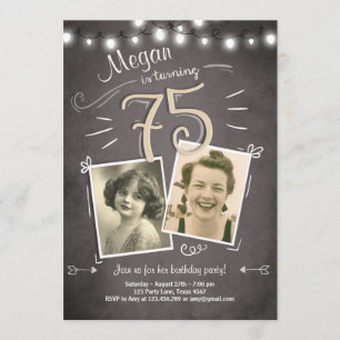 Invitation soixante-quinzième Anniversaire adulte vintage