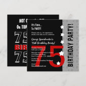 Invitation soixante-quinzième Anniversaire D845E1 drôle noir (Devant / Derrière)