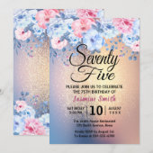 Invitation Soixante-quinzième anniversaire de parties (Devant / Derrière)