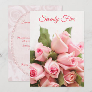 Invitation Soixante-quinzième anniversaire de rose de bouquet